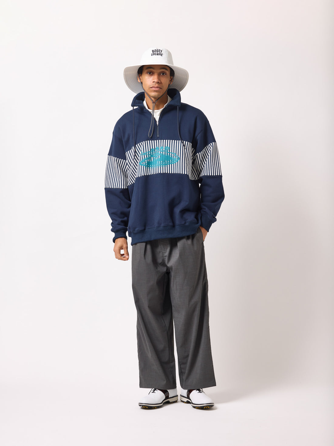 ［BOGEY LOUNGE］裏毛ハーフZIPトレーナー