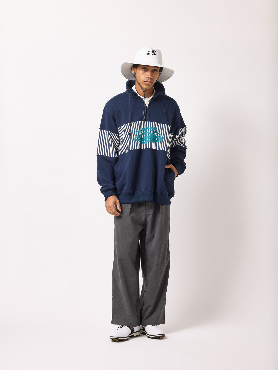 ［BOGEY LOUNGE］裏毛ハーフZIPトレーナー
