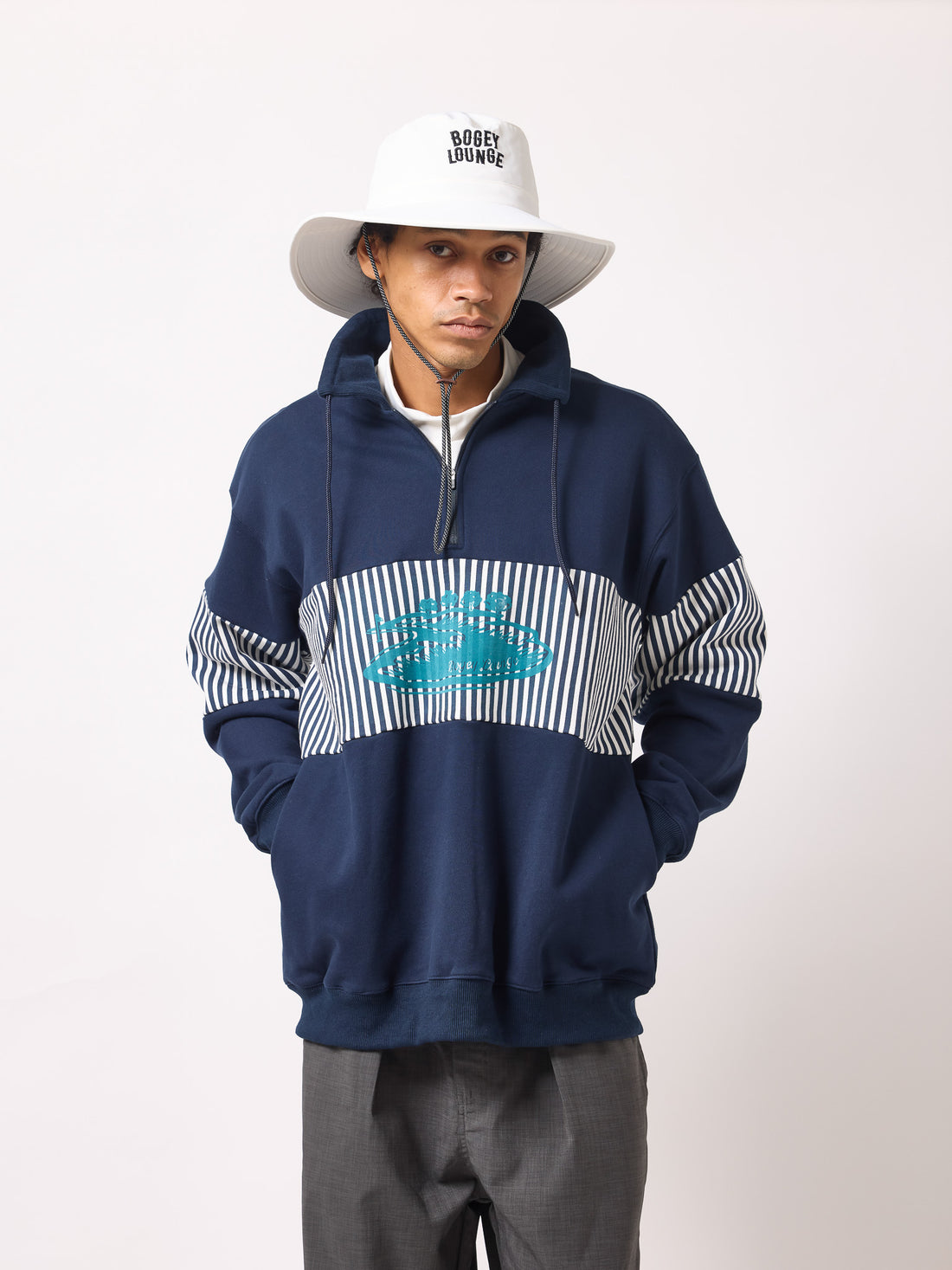 ［BOGEY LOUNGE］裏毛ハーフZIPトレーナー
