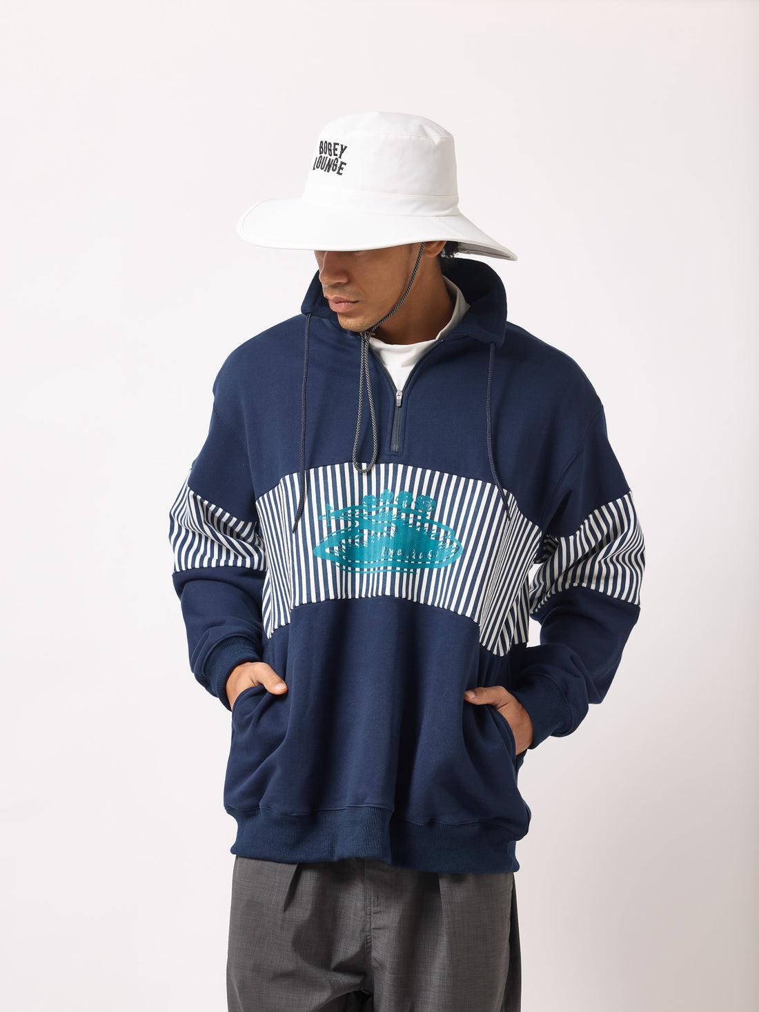 ［BOGEY LOUNGE］裏毛ハーフZIPトレーナー