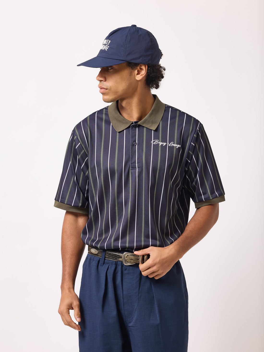 ［BOGEY LOUNGE］マルチストライプポロシャツ