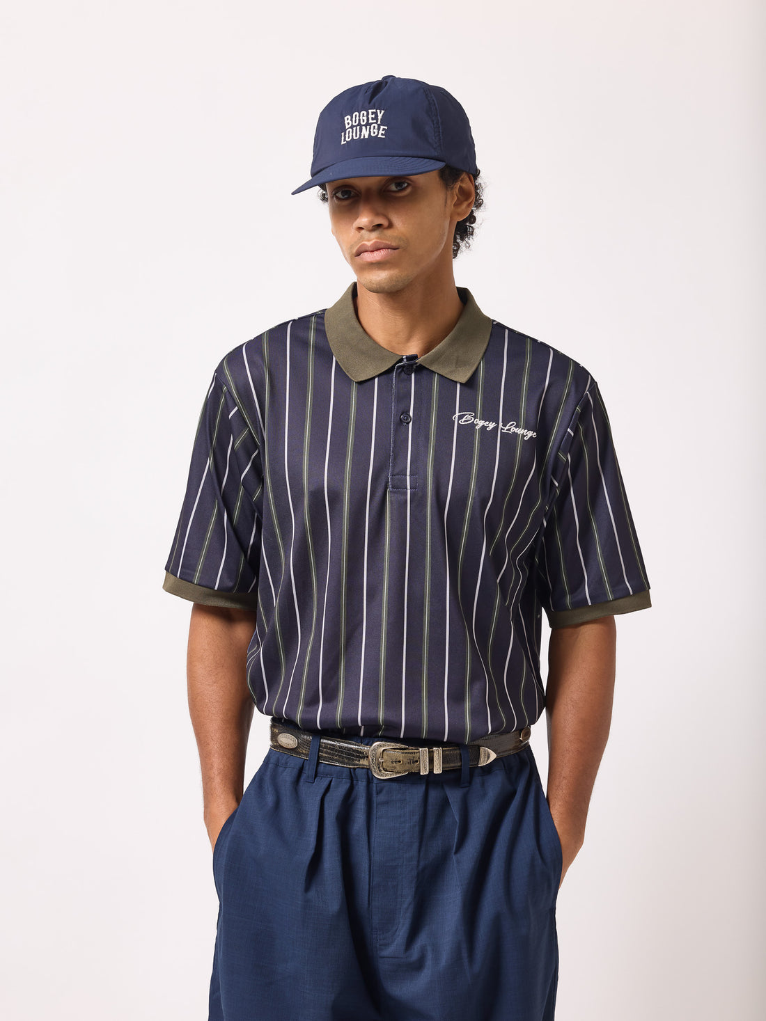 ［BOGEY LOUNGE］マルチストライプポロシャツ