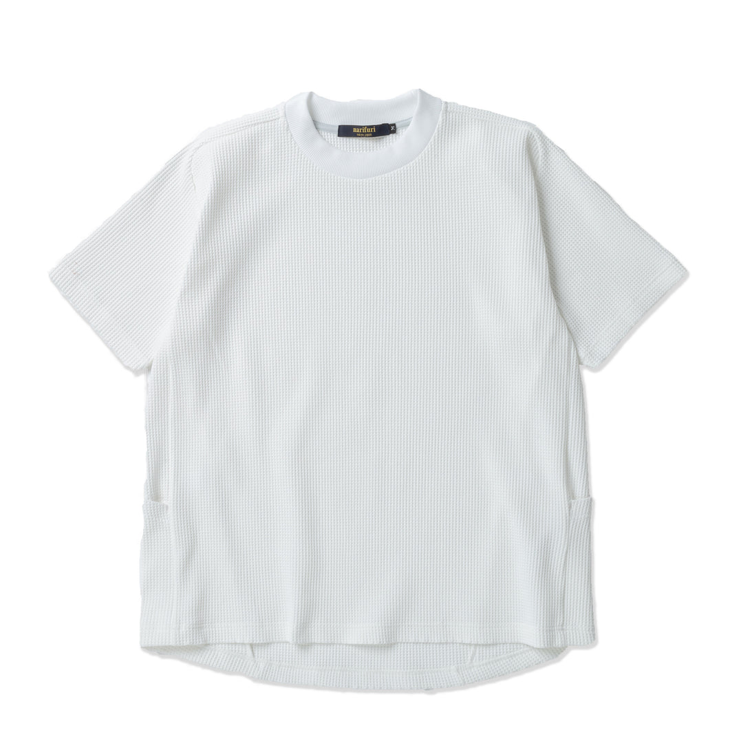 ［narifuri］マルチテックワッフルクルーネックTシャツ