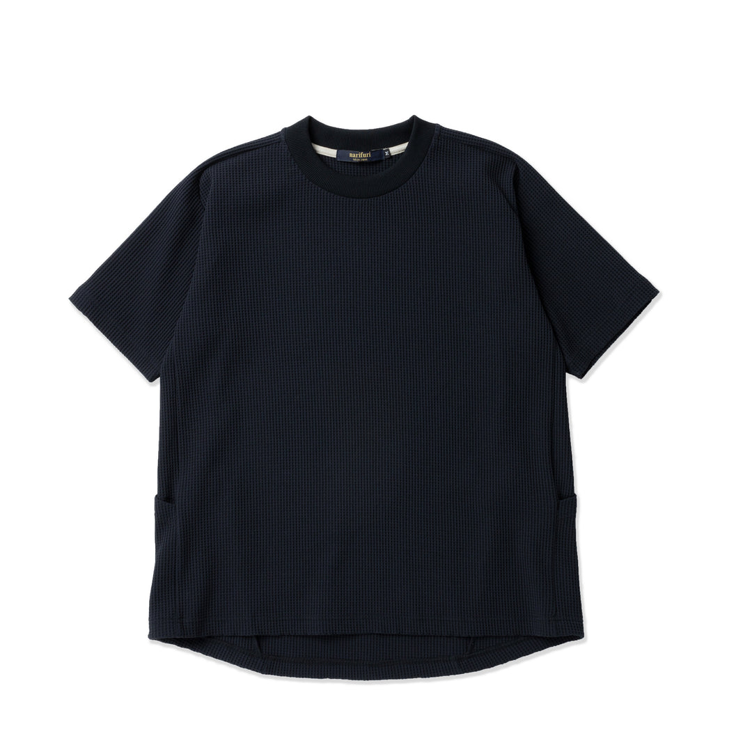 ［narifuri］マルチテックワッフルクルーネックTシャツ