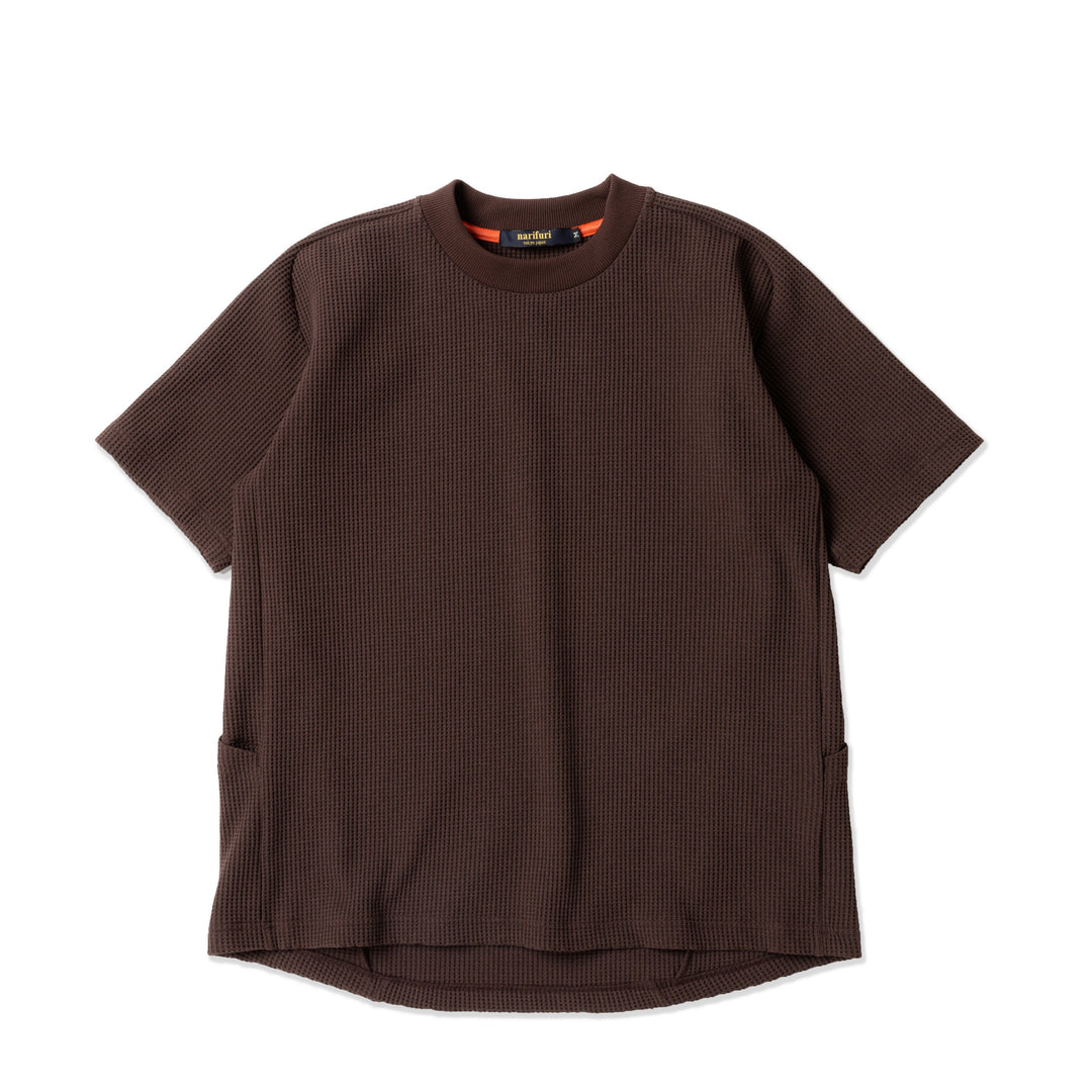 ［narifuri］マルチテックワッフルクルーネックTシャツ