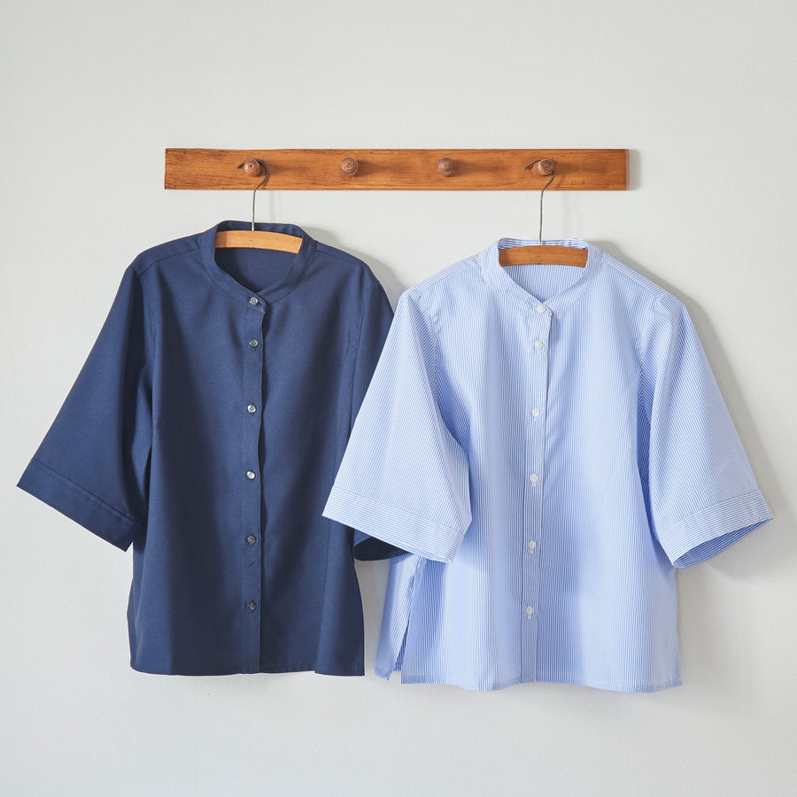 ［かわり芽］風をまとうふんわり半袖シャツ