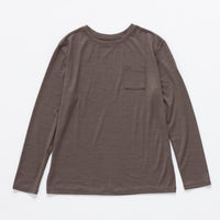 ［かわり芽］胸にポケット 長袖ウールTシャツ