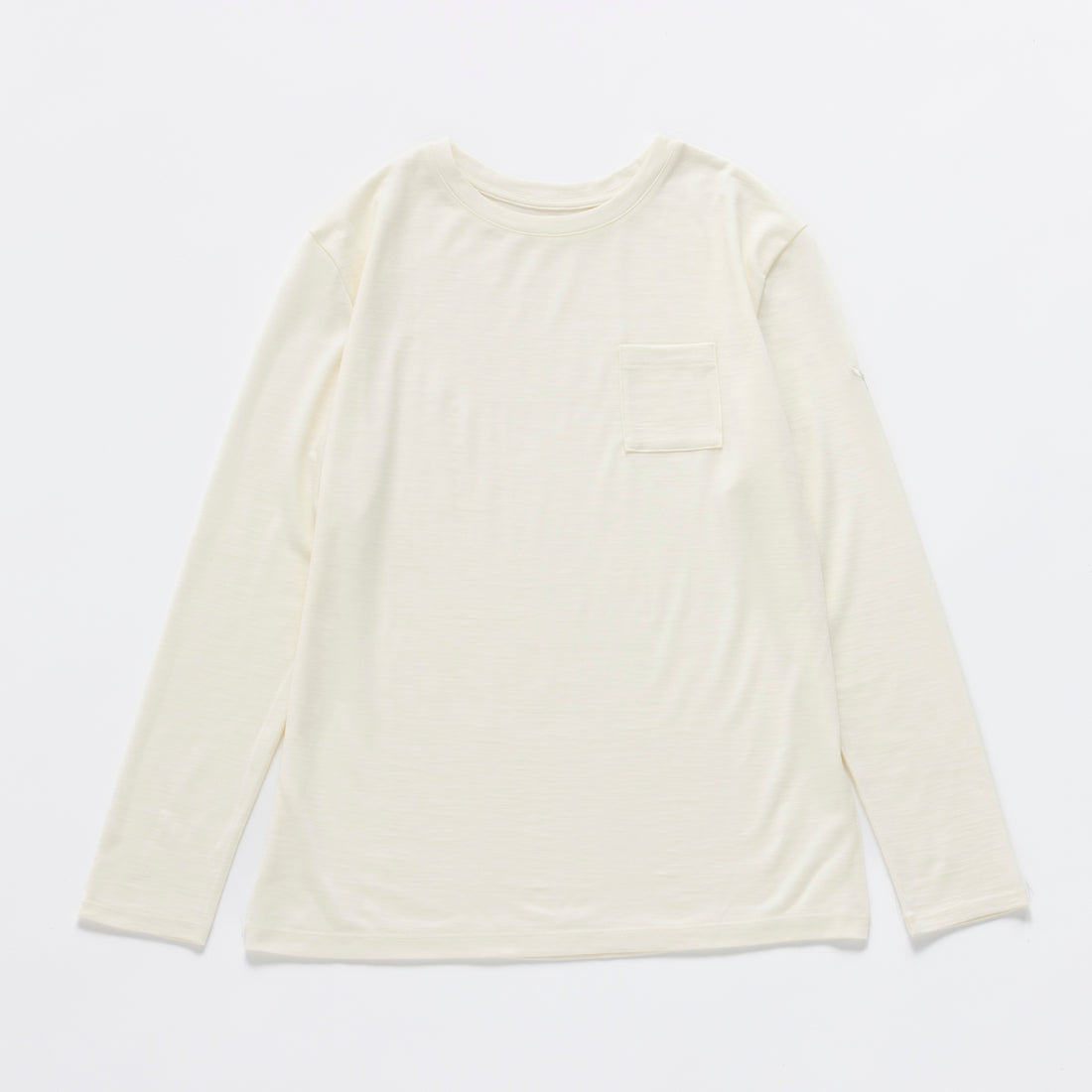 ［かわり芽］胸にポケット 長袖ウールTシャツ