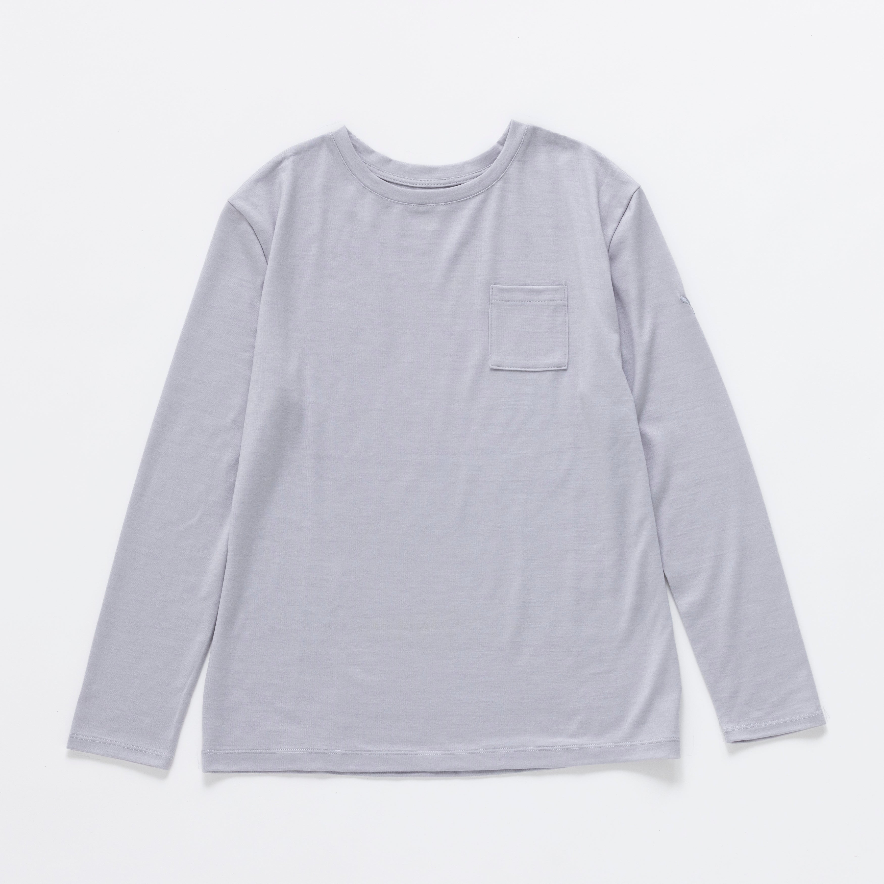 ［かわり芽］胸にポケット 長袖ウールTシャツ