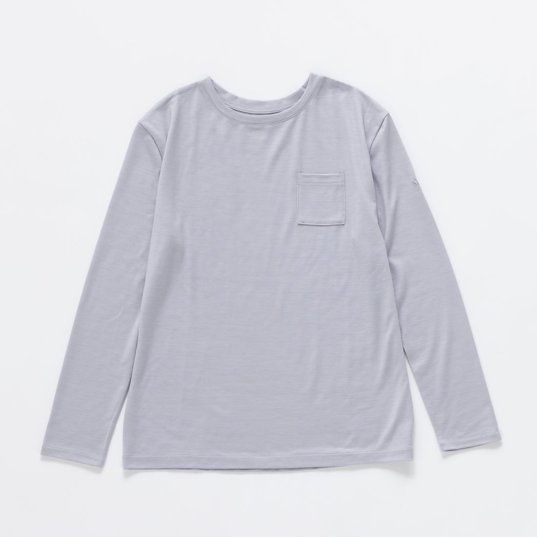 ［かわり芽］胸にポケット 長袖ウールTシャツ