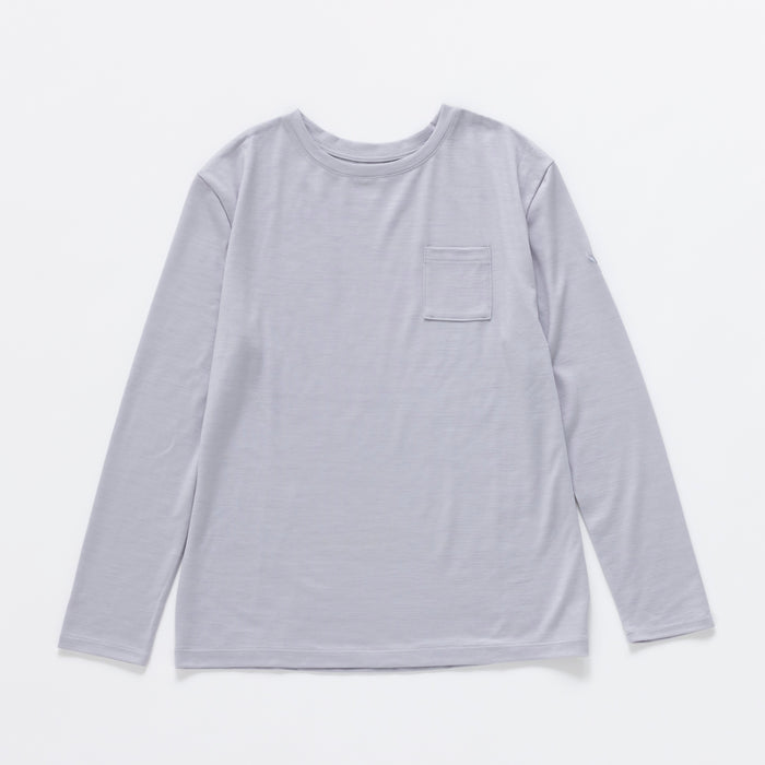 ［かわり芽］胸にポケット 長袖ウールTシャツ