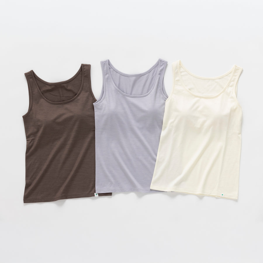 ［かわり芽］さらりとしたウールタンクトップ（カップ付き）