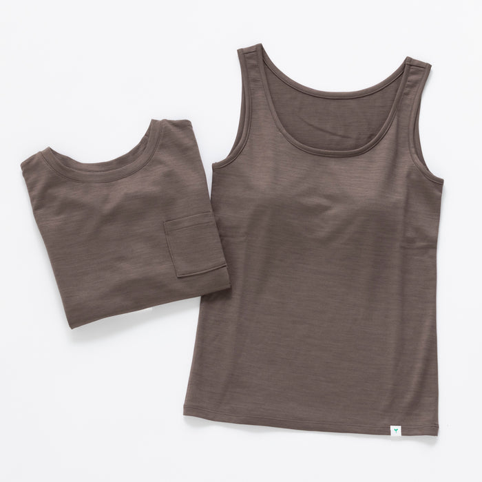 ［かわり芽］さらりとしたウールタンクトップ（カップ付き）